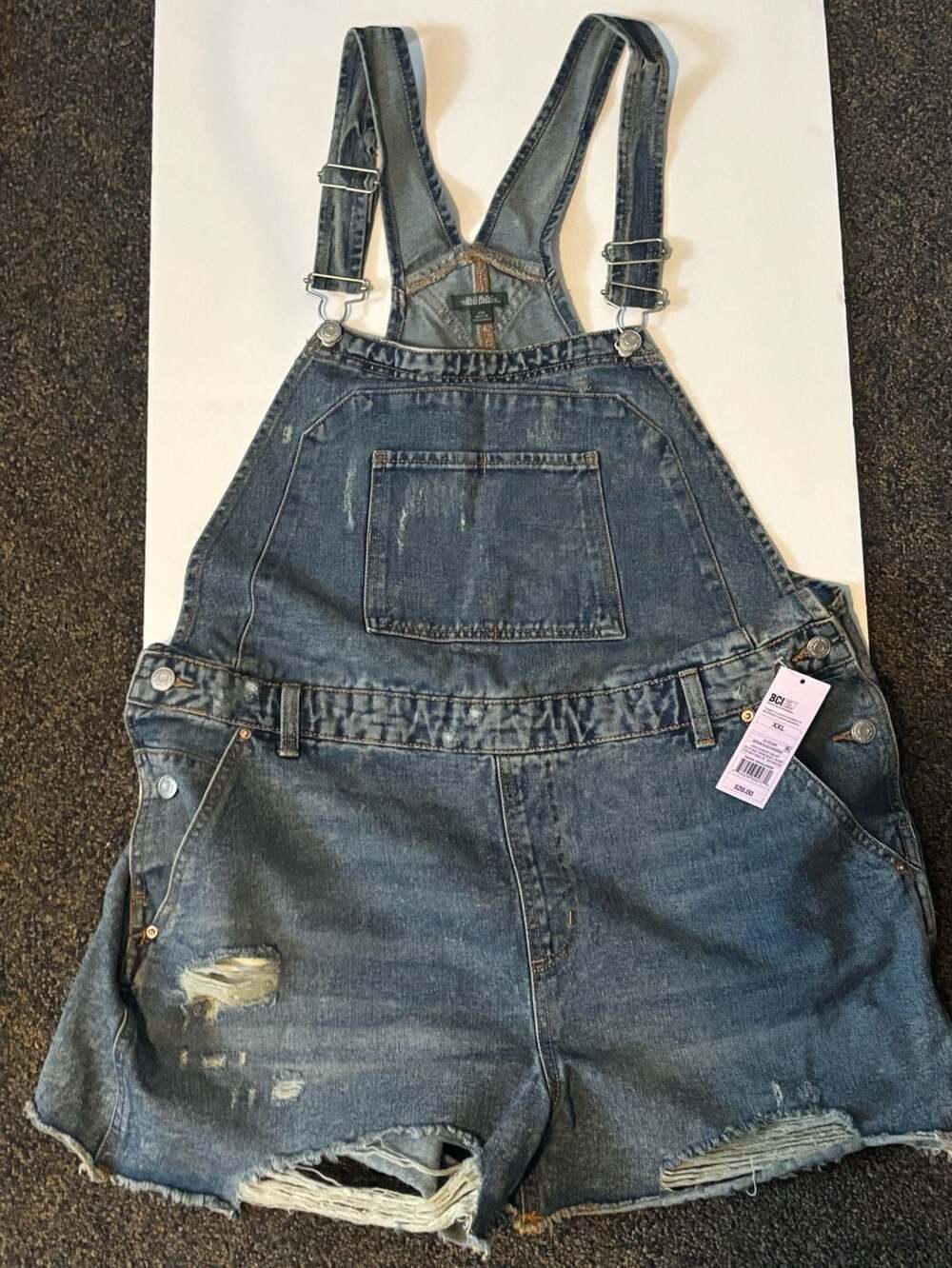 Wild Fable Denim Overalls Shorts XXL Distressed Blue